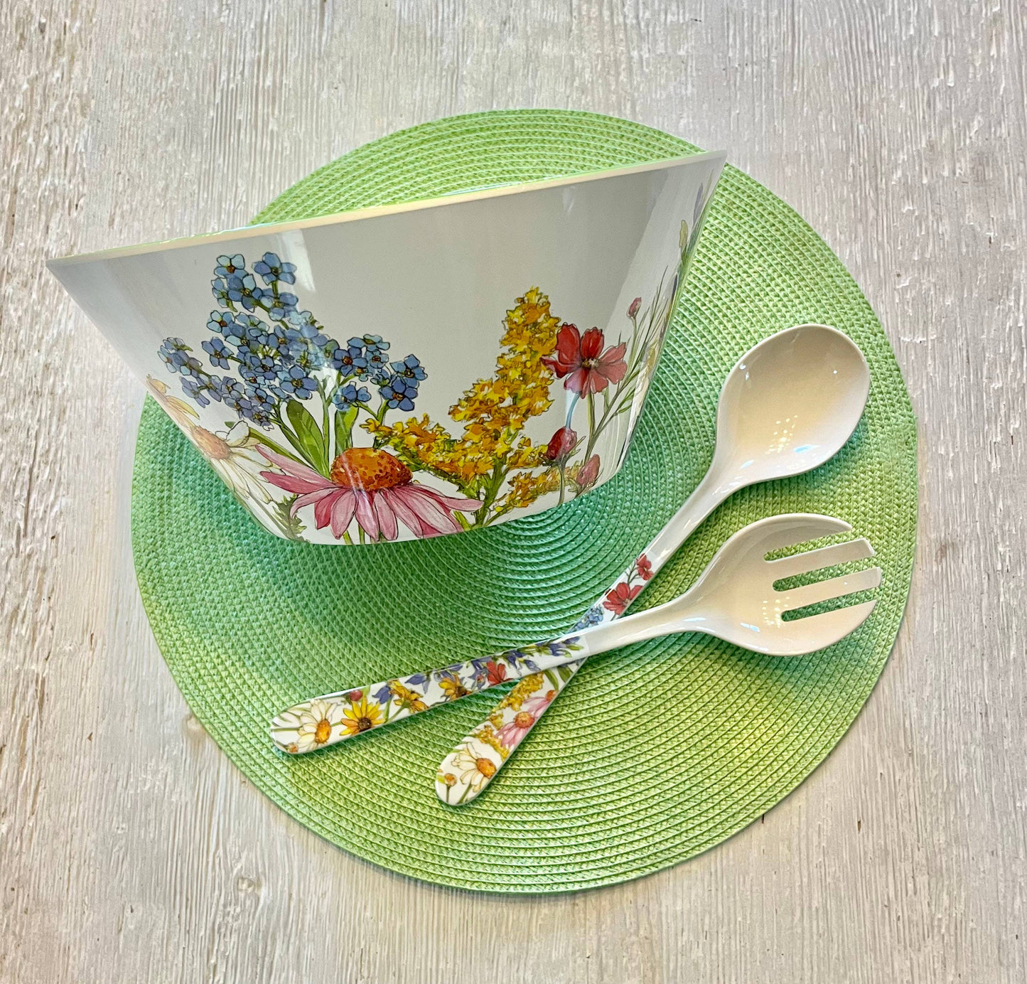 Wildflower Floral Serving Salad Pasta Bowl