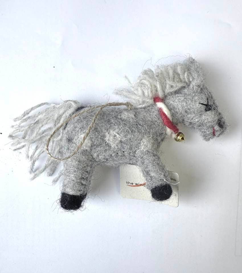 Christmas Ornament Horse with Holly, Ass't