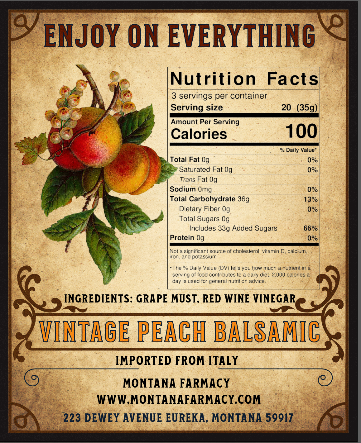 Vintage Peach farmstead White Balsamic Vinegar 100 ml