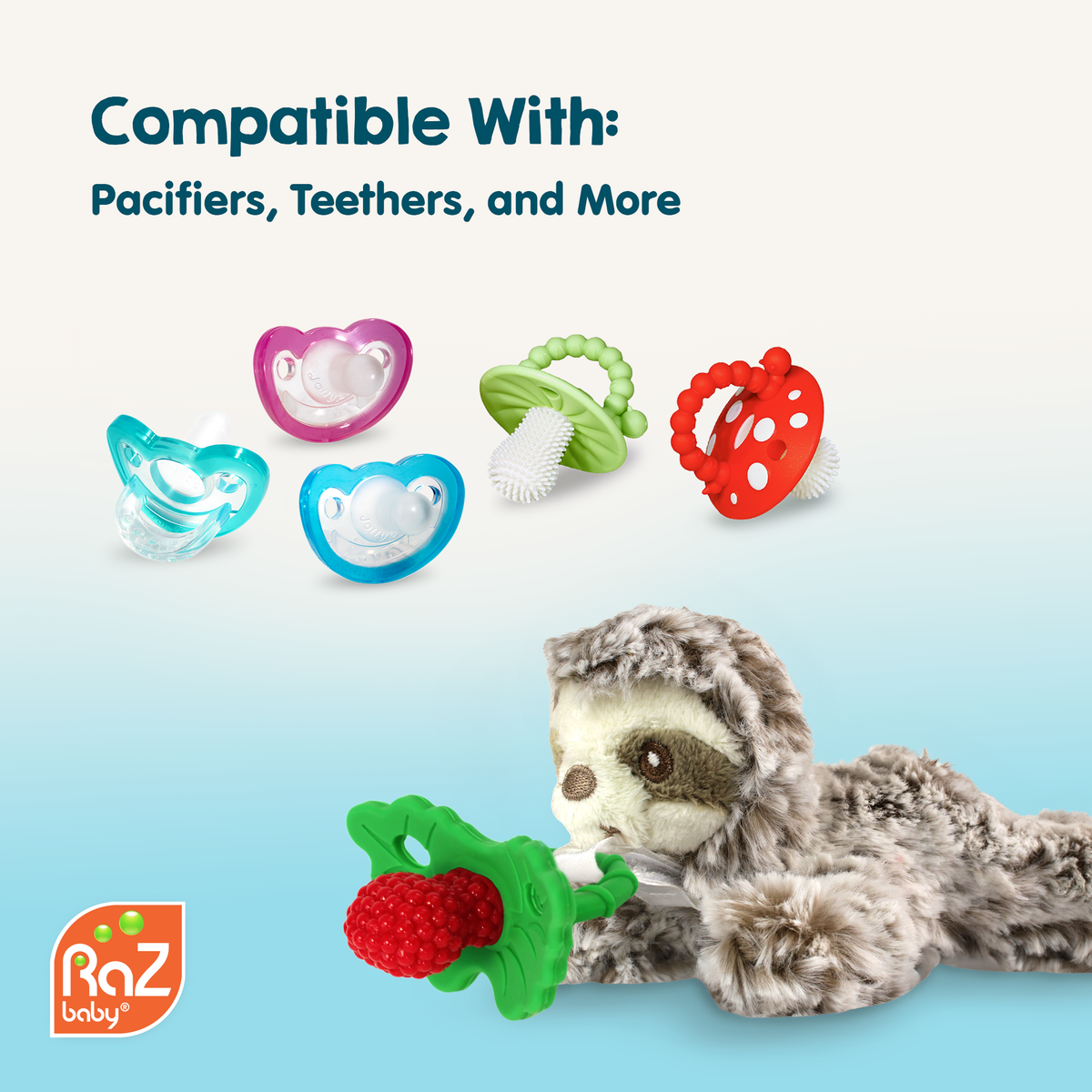 RaZbuddy Bobby Bear Paci/Teether Holder