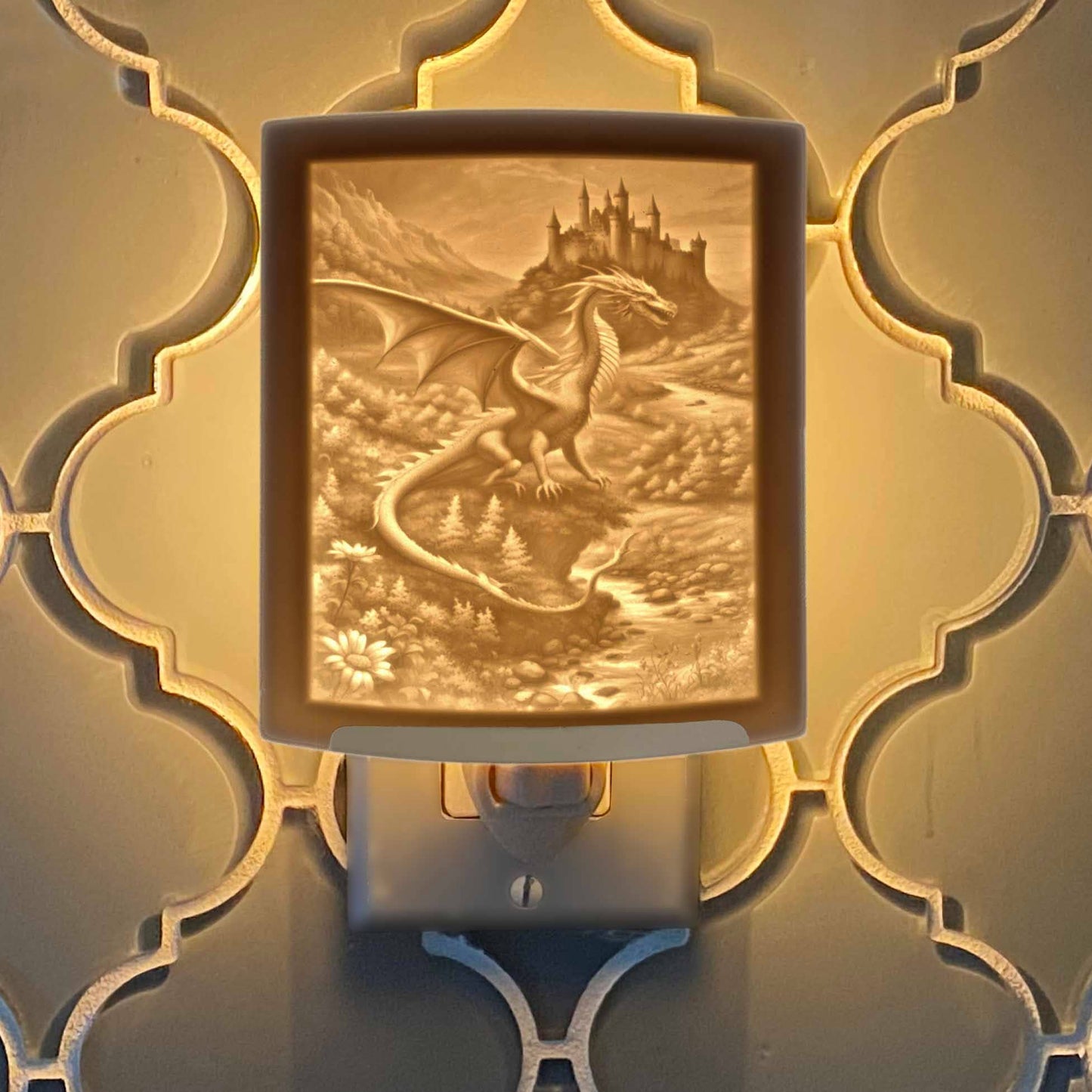 Dragon porcelain lithophane night light