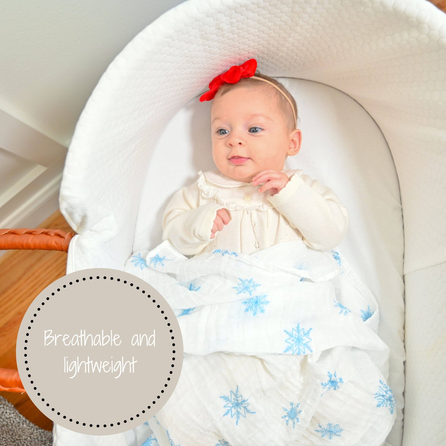 Snowflakes Muslin Baby Swaddle Blanket