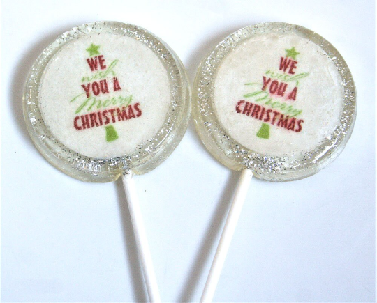 Christmas Carols Lollipops with Edible Glitter