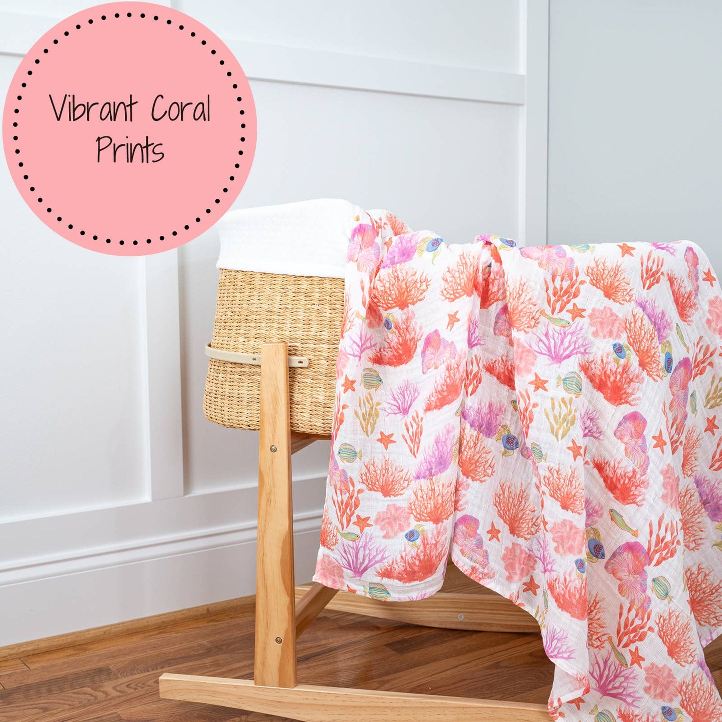 Under The Sea Beautiful Coral Baby Muslin Swaddle Blanket