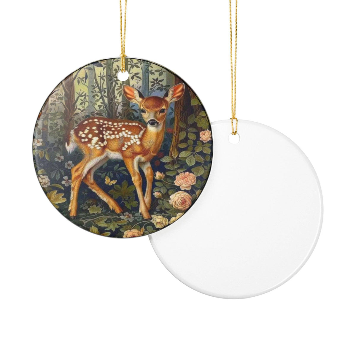 Fawn Christmas Ornament, Woodland gift, William Morris
