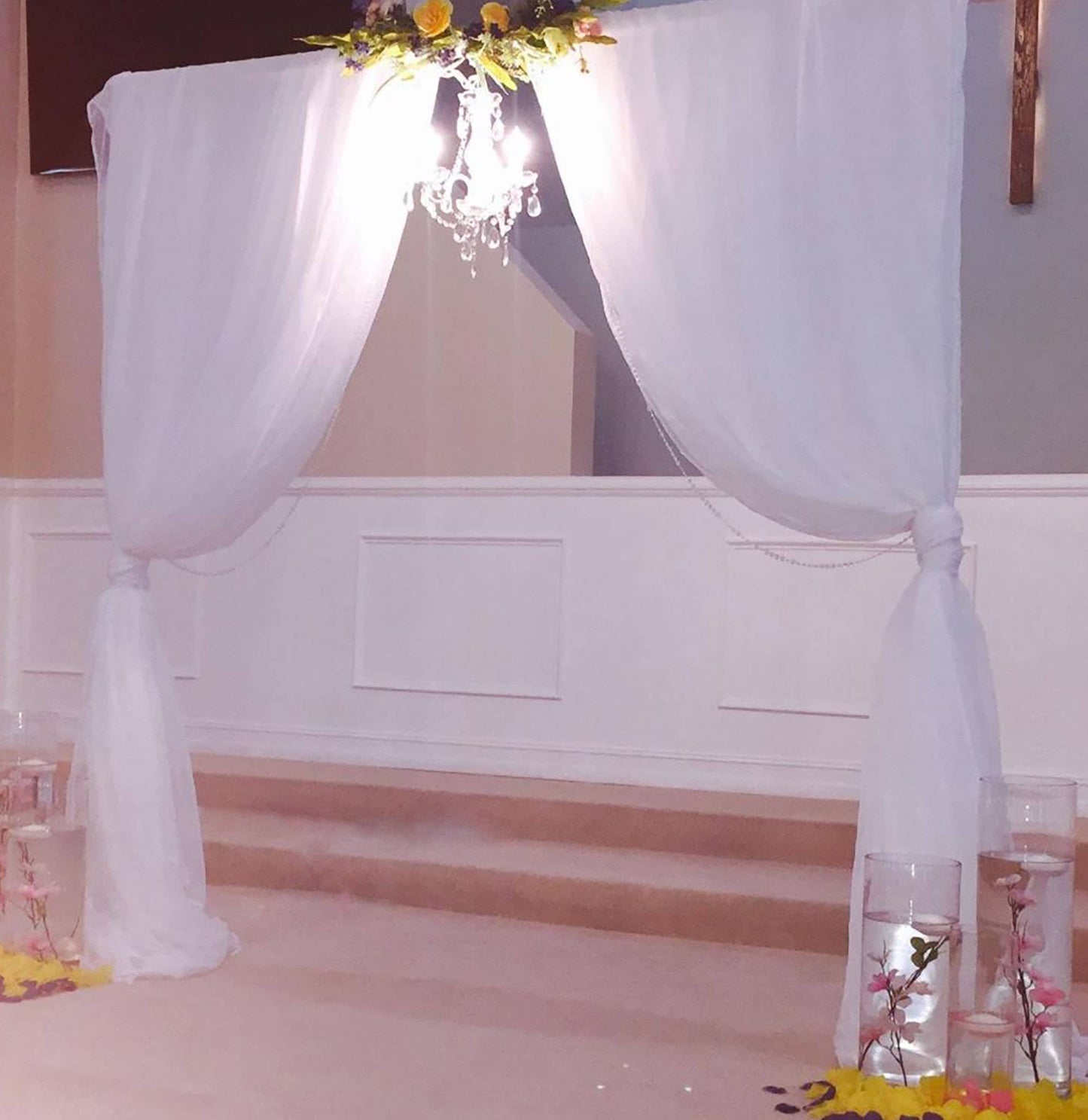 3 Light Crystal White Plug-in Chandelier