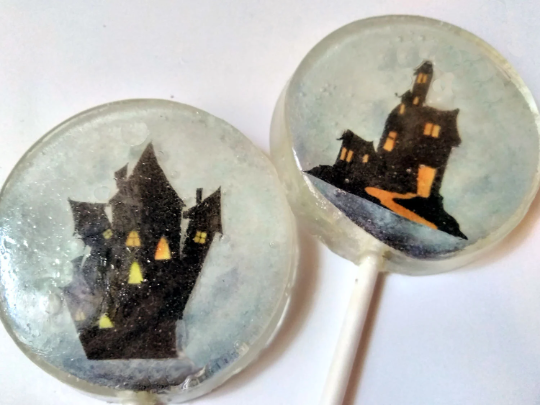 Halloween Haunted House Lollipops w/Edible Glitter