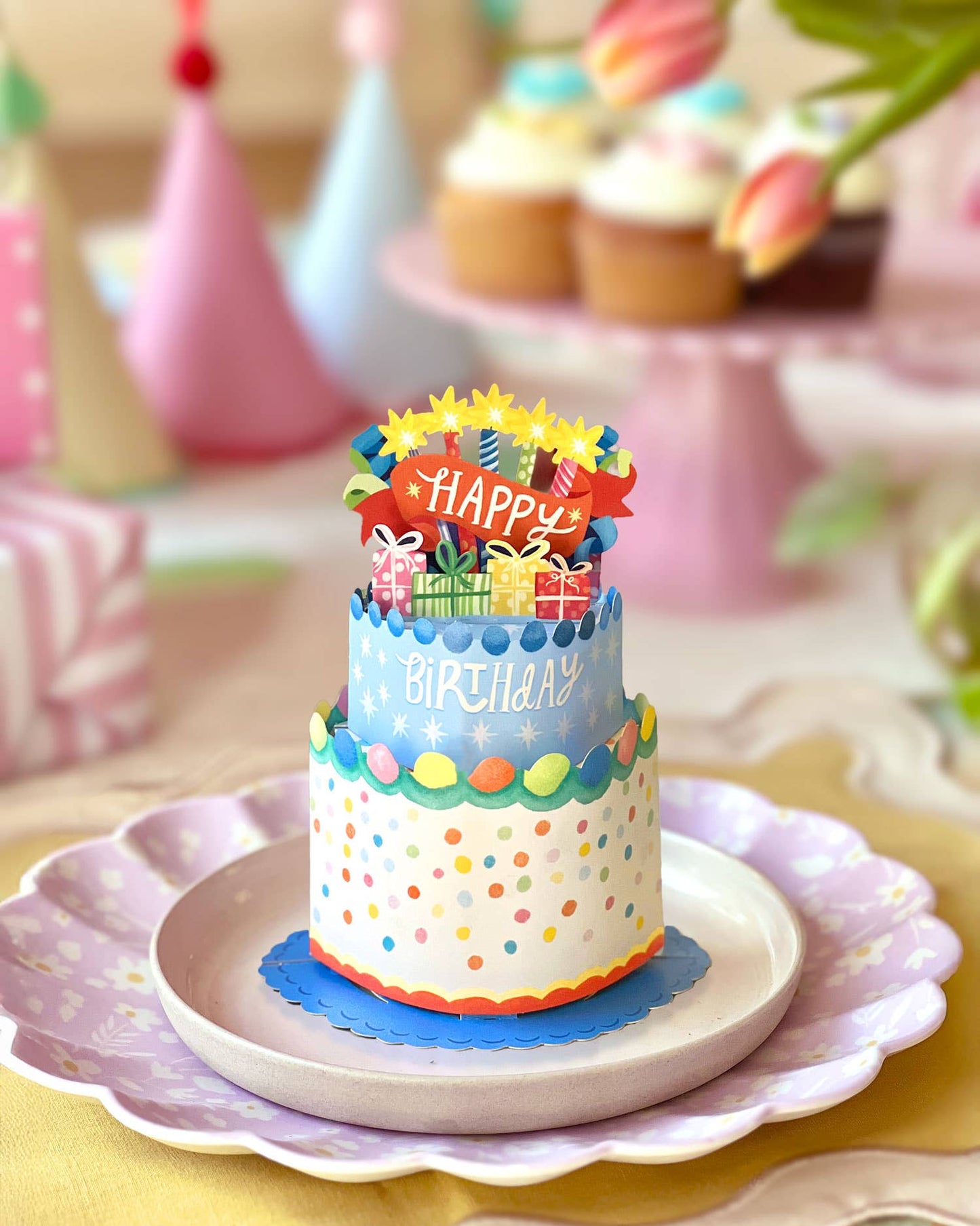 Mini Confetti Birthday Cake Pop-up Greeting Cards