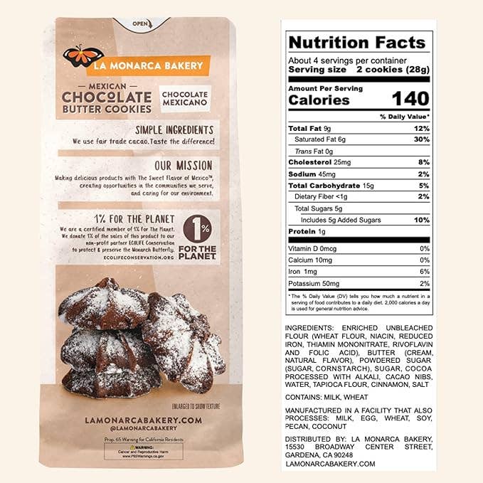 Mexican Chocolate Butter Cookies 4oz Bag