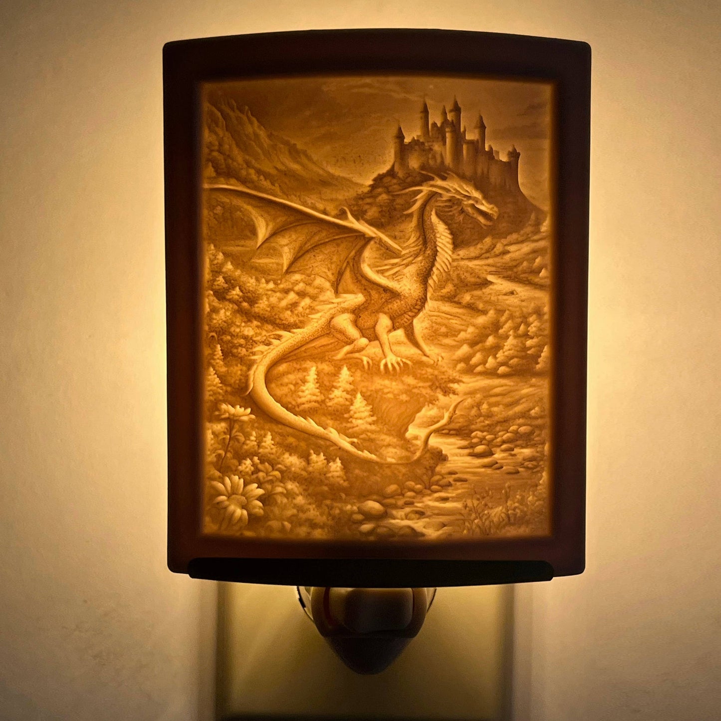 Dragon porcelain lithophane night light