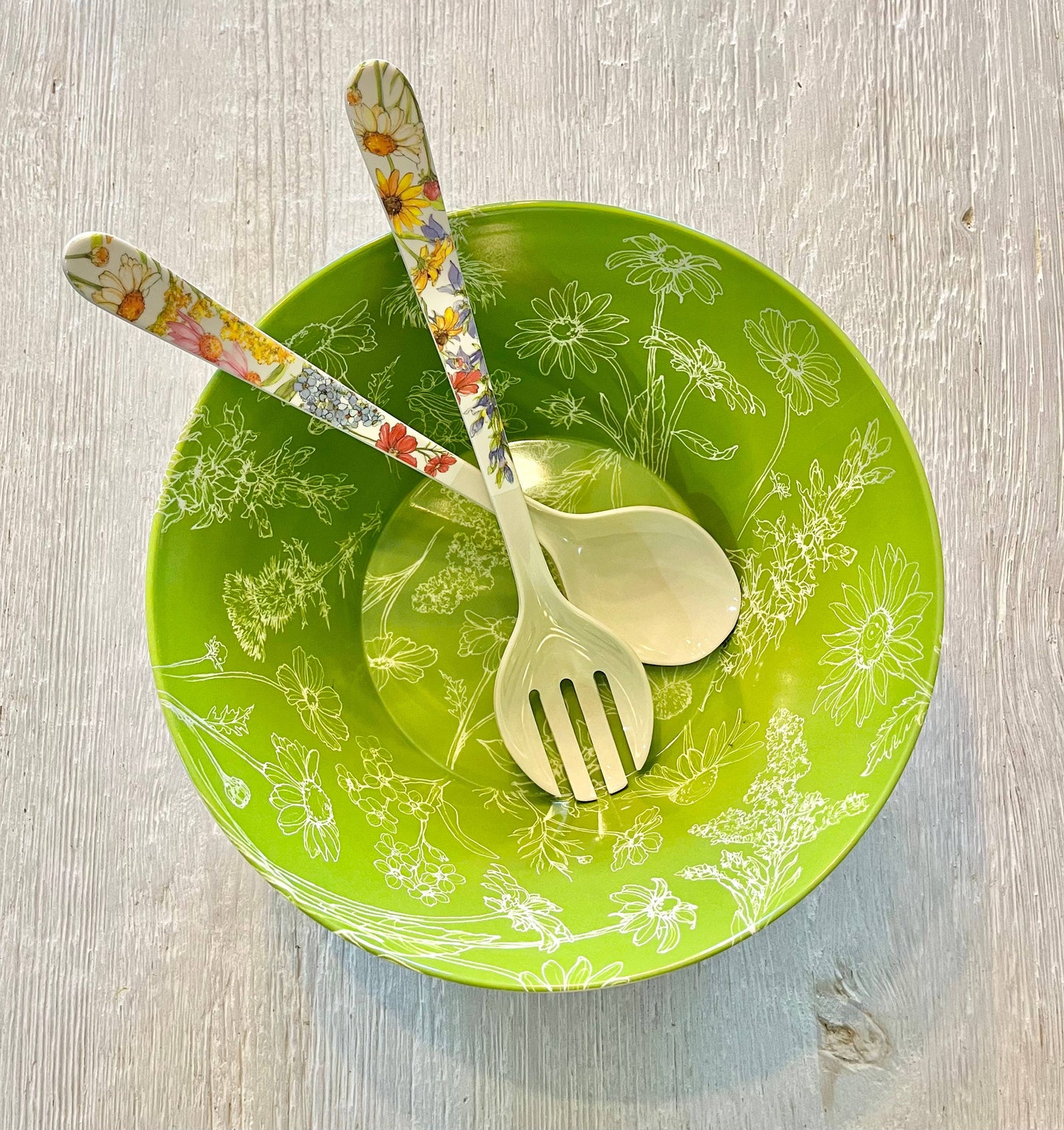Wildflower Floral Serving Salad Pasta Bowl