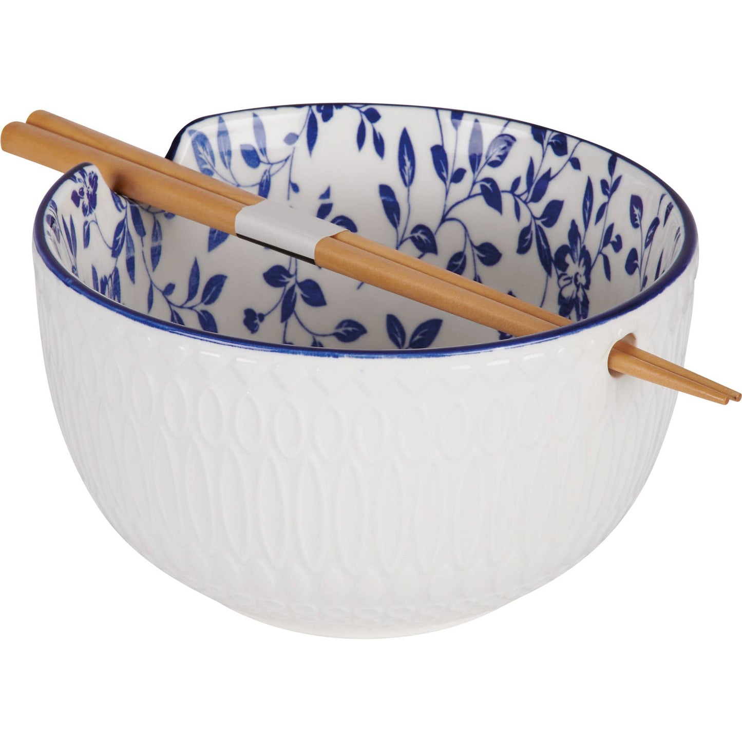 Indigo Floral Ramen Bowl Set