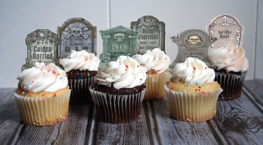 Funny Gravestones, Edible Wafer Paper Cake Cupcake Toppers