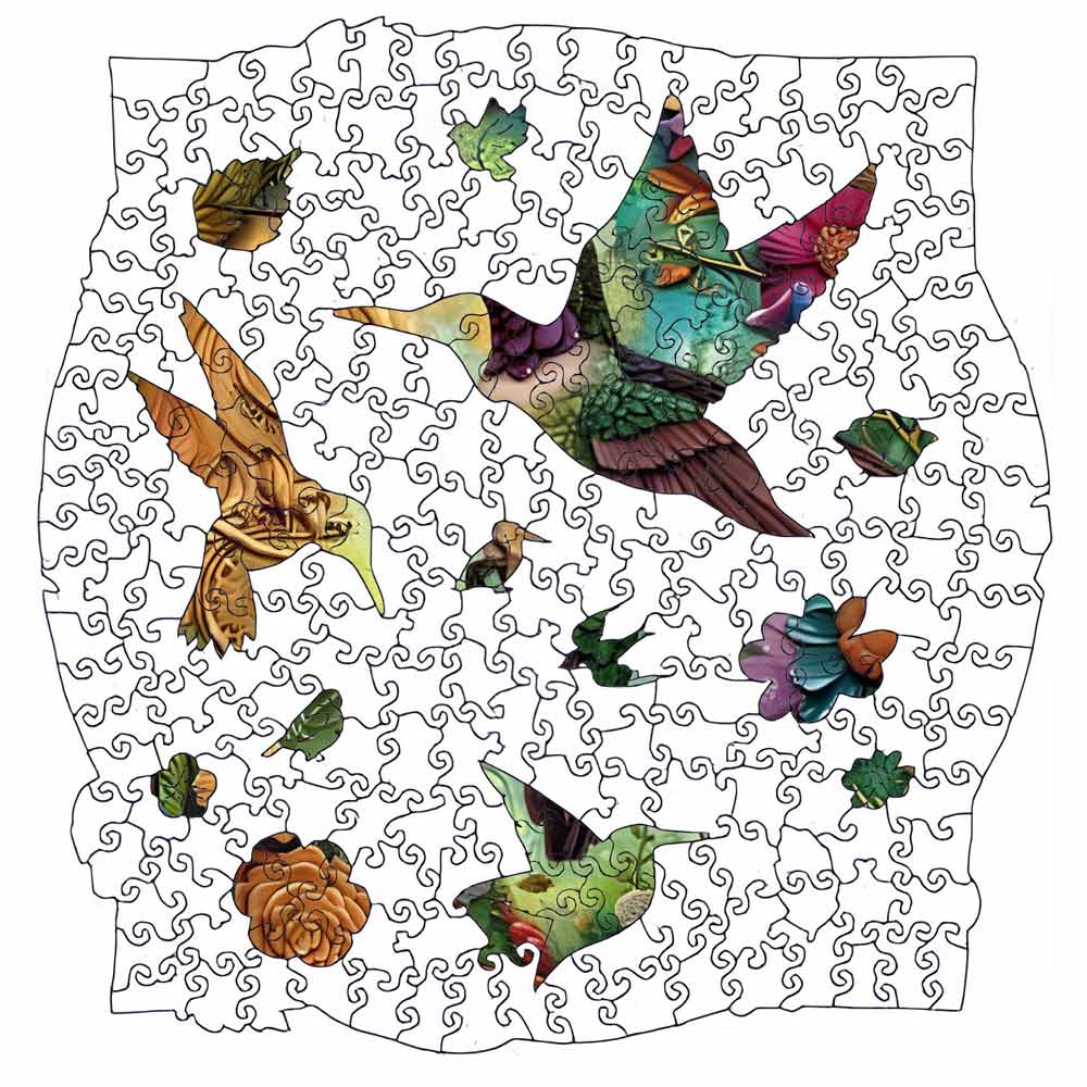 Vibrant Blossom Hummingbird - Jigsaw Puzzle