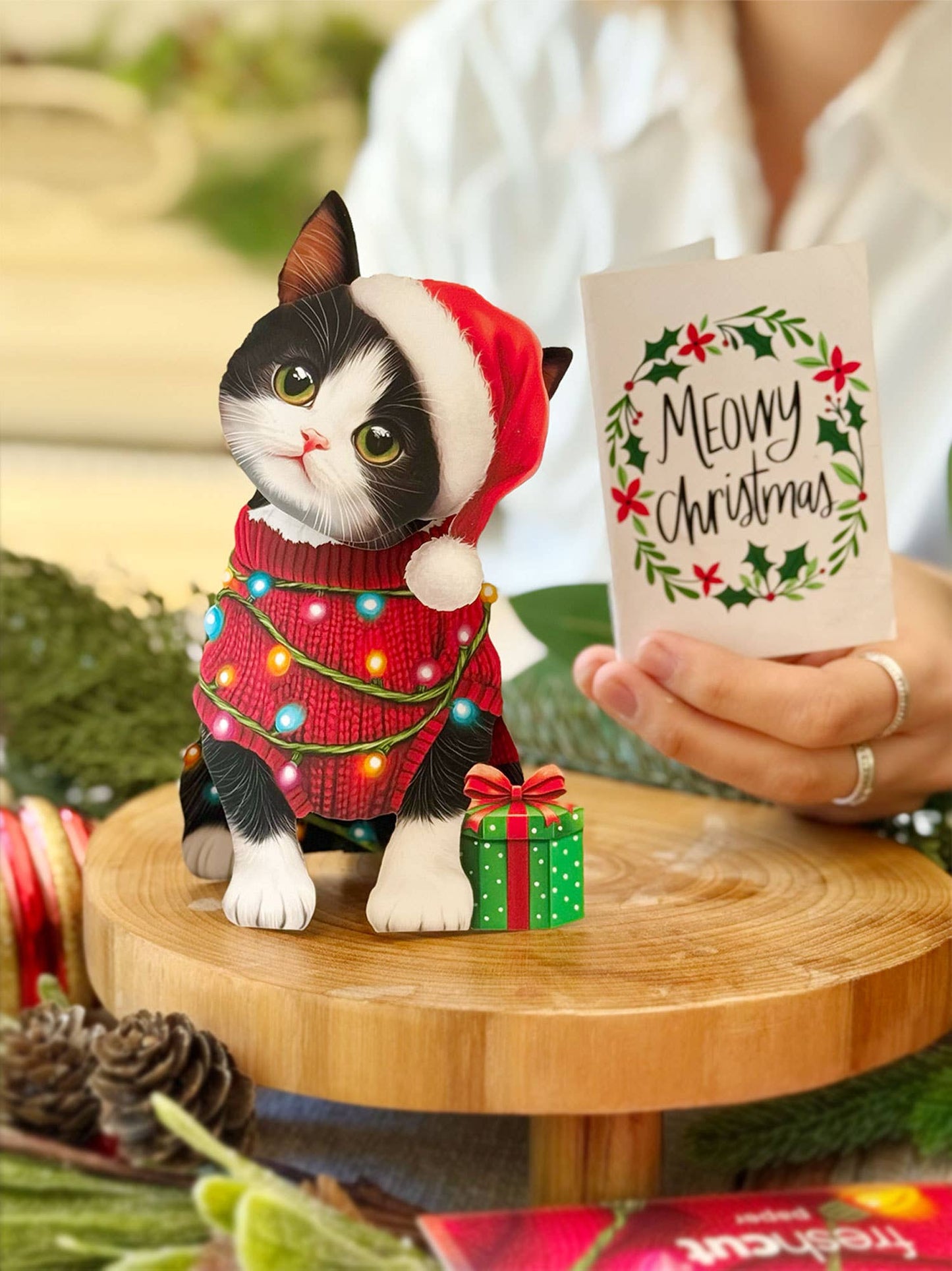 Mini Christmas Kitten Pop-Up Greeting Card