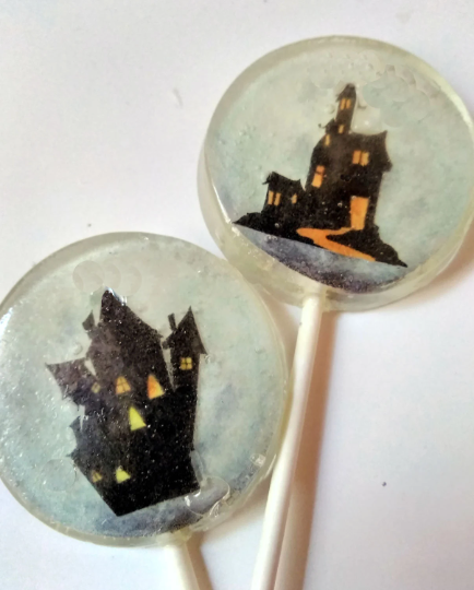 Halloween Haunted House Lollipops w/Edible Glitter