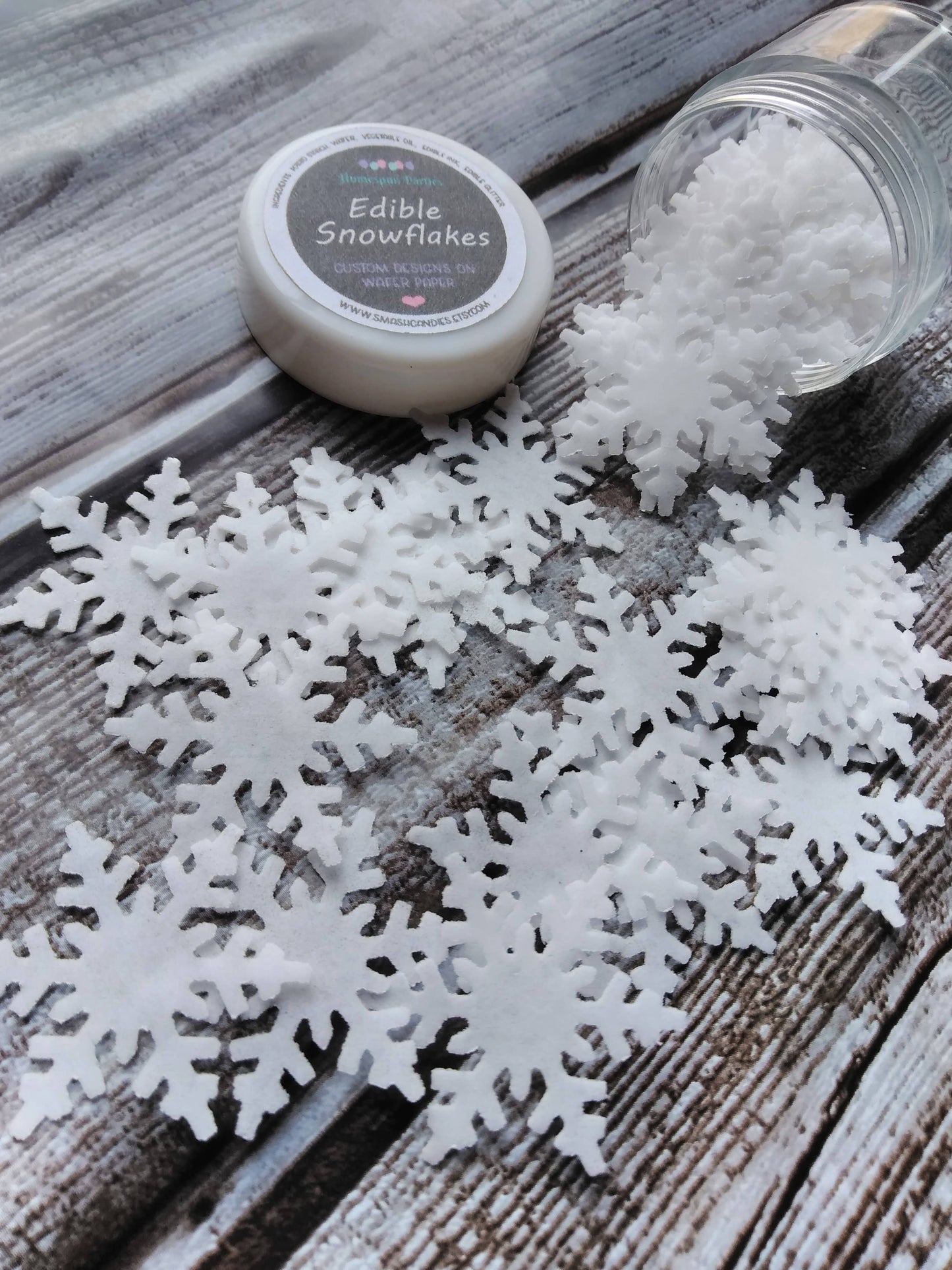 Mini White Snowflakes Wafer Paper Edible Cake Decorations