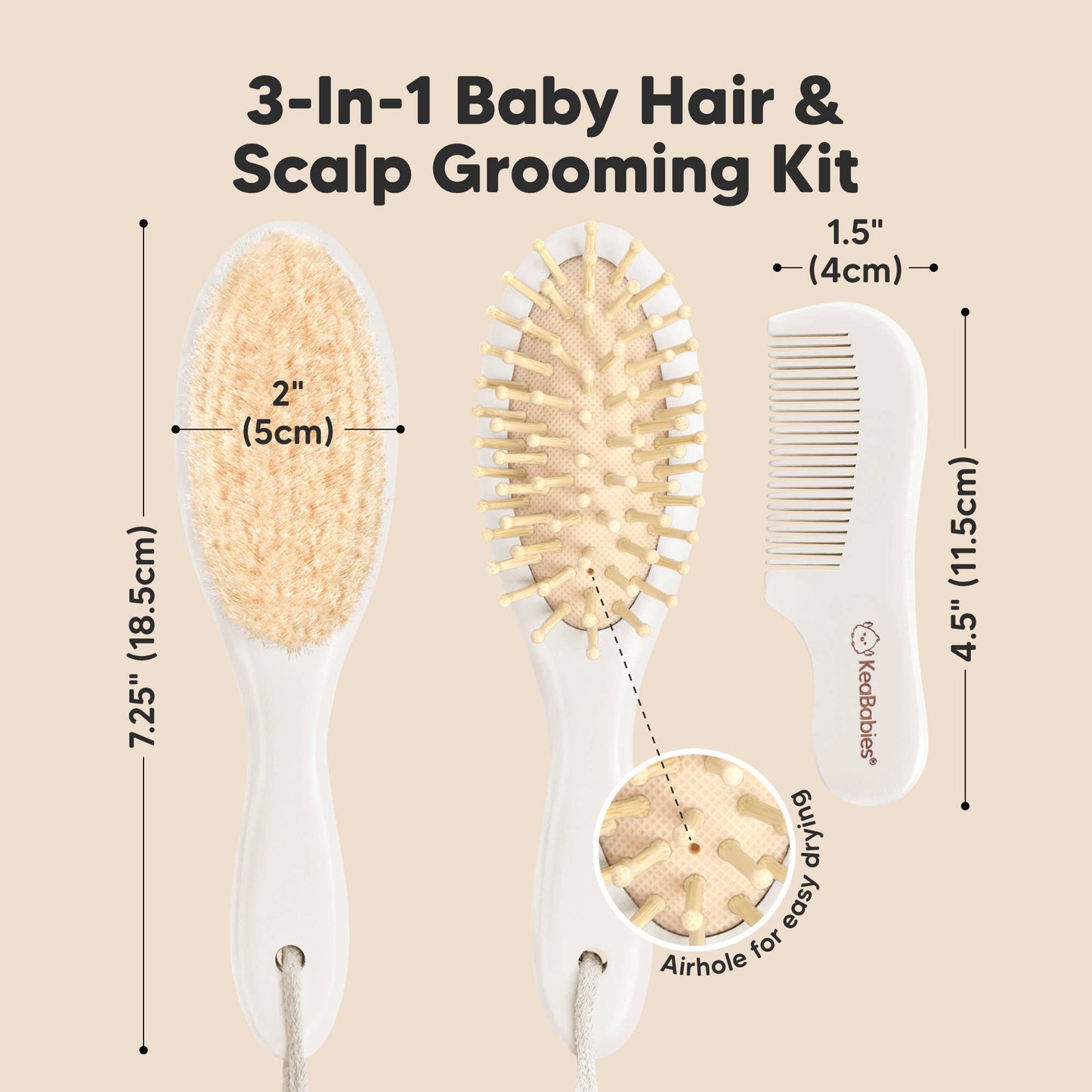 KeaBabies Baby Hair Brush and Comb Set