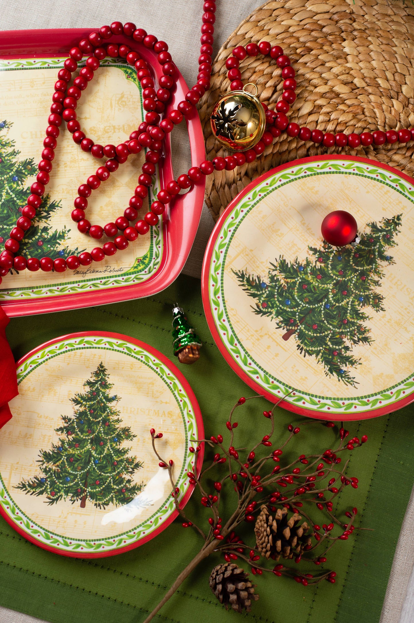 Merry Christmas Tree Bamboo Serving Tray/ Hostess Gift