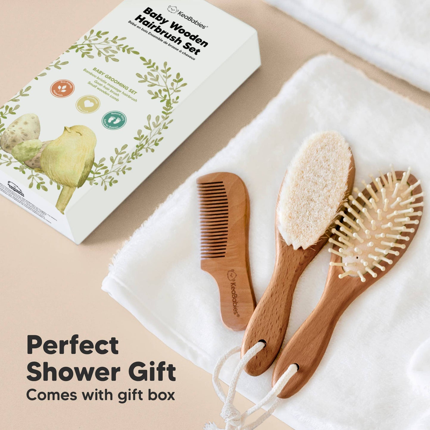 KeaBabies Baby Hair Brush and Comb Set
