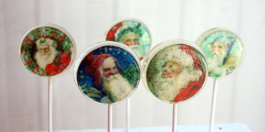 Vintage Santa Lollipops, Christmas Candy Stocking Stuffers
