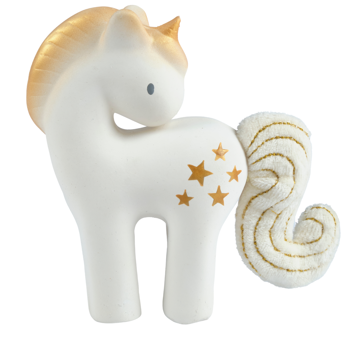 Shining Stars Unicorn Natural  Rubber Rattle with Crinkle Tail