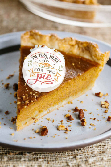 Just Here for the Pie Thanksgiving Cake or Cupcake Toppers