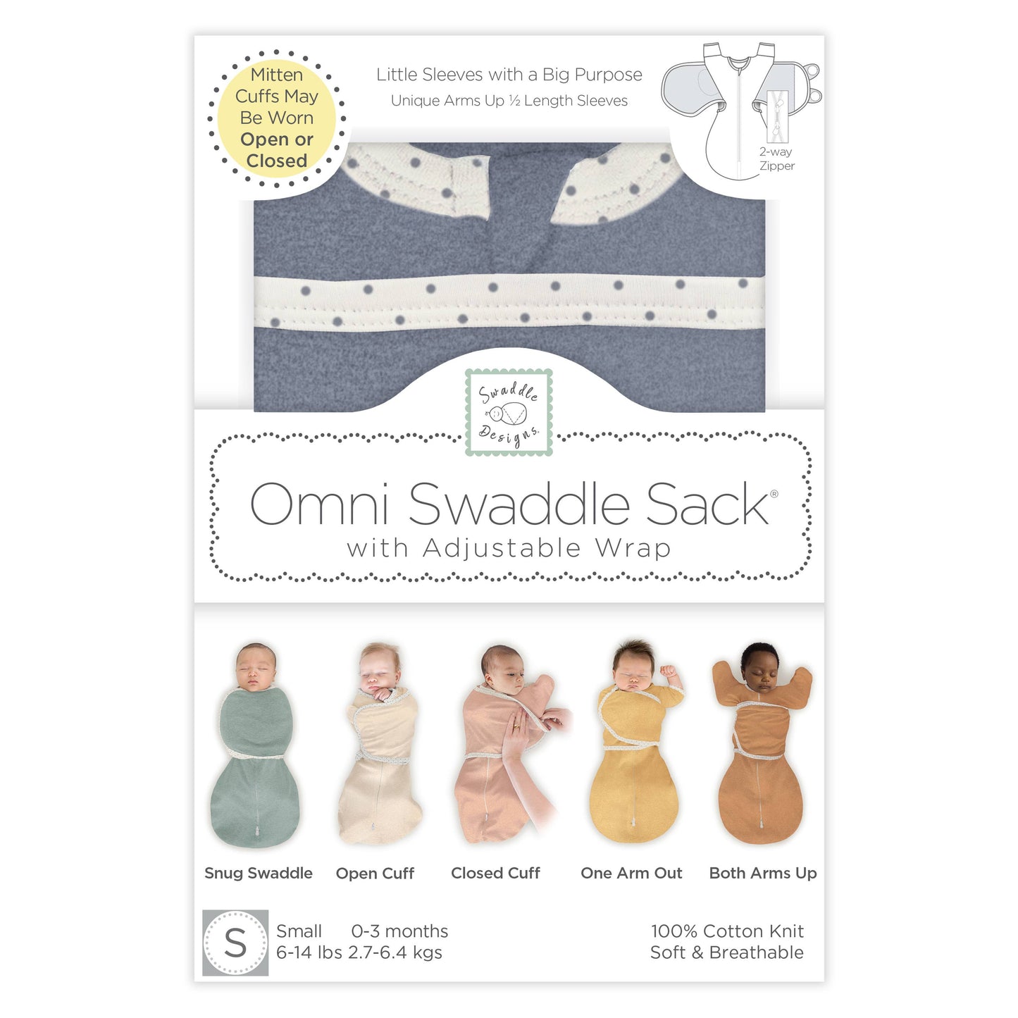 Omni Swaddle Sack, Heathered Denim