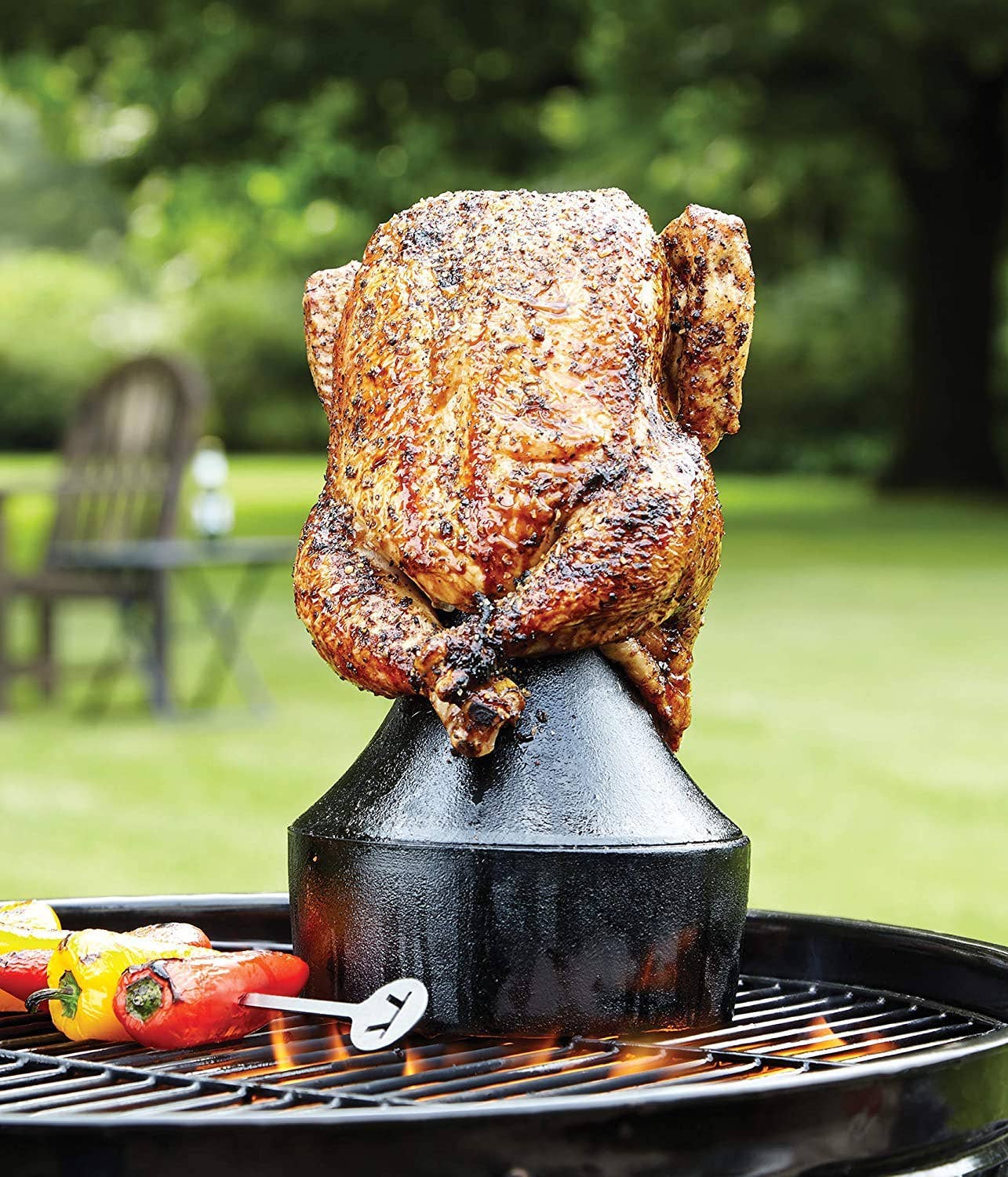 Outset Cast Iron Beer Can Chicken Holder and Flavor Infuser