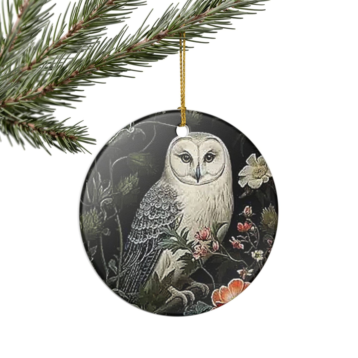 Snowy Owl William Morris Christmas Ornament