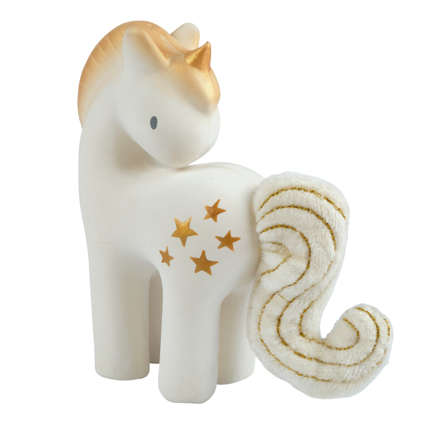 Shining Stars Unicorn Natural  Rubber Rattle with Crinkle Tail