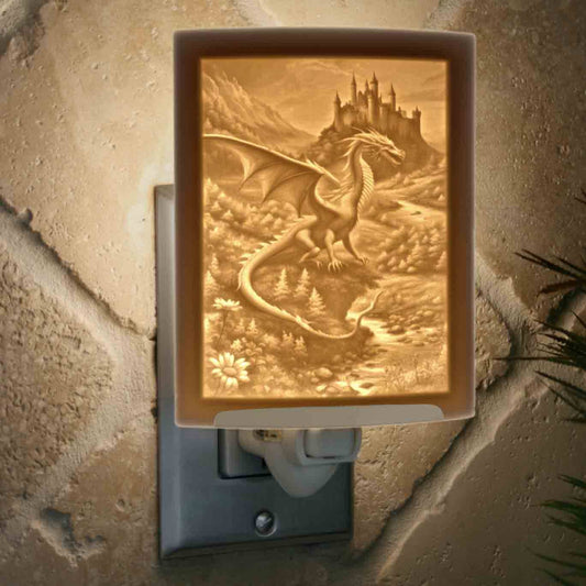 Dragon porcelain lithophane night light