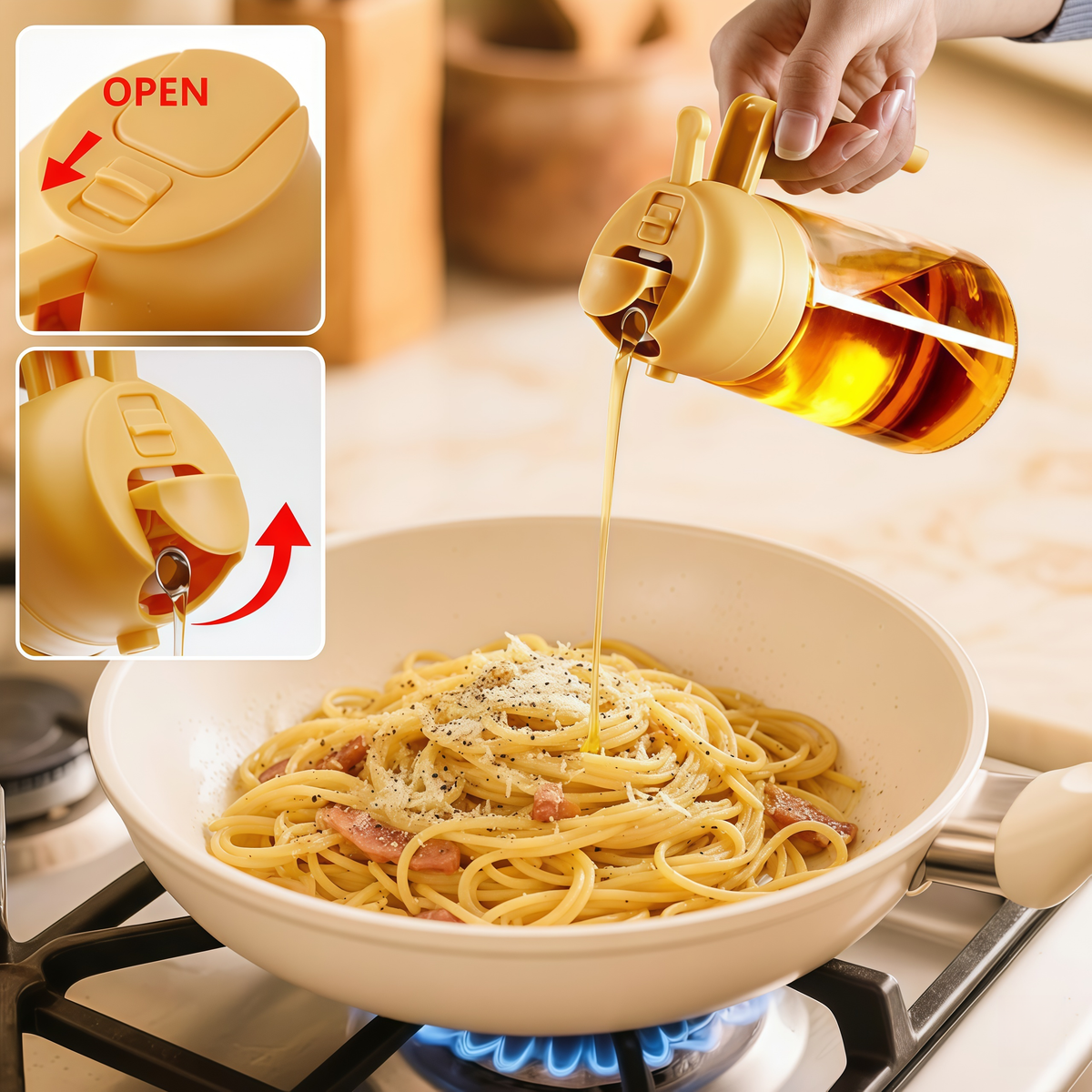 2-in-1 Oil Sprayer & Oil Dispenser – 16oz Glass, Oil Bottle