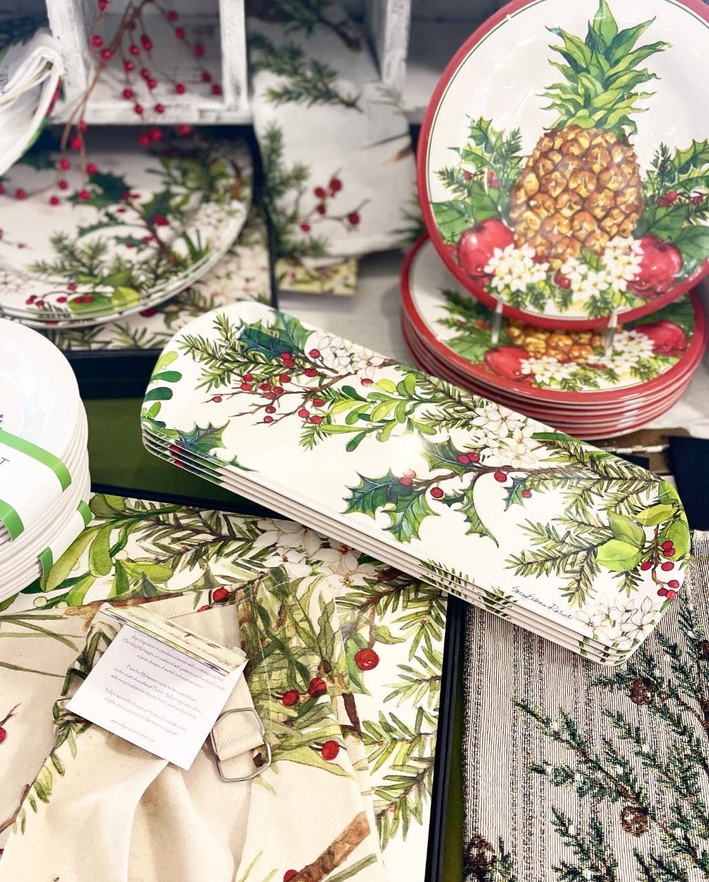 Holly & Berries Christmas Holiday Serving Tray/ Hostess Gift