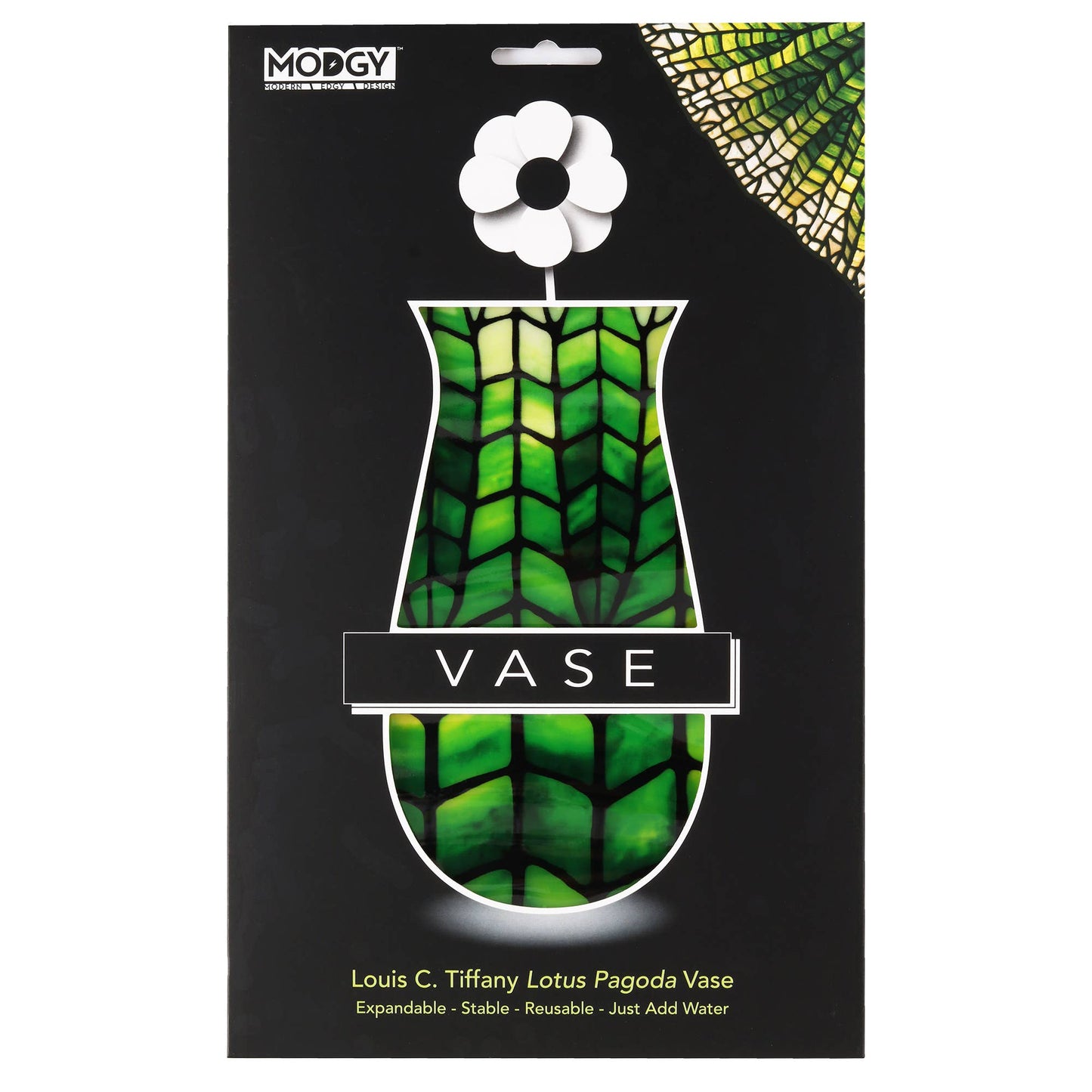 Modgy Expandable Vase - Louis C. Tiffany Green Lotus Pagoda
