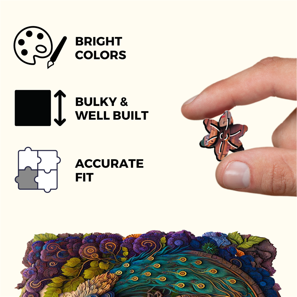 Enchanting Peacock Wooden Jigsaw Puzzle - Perfect for Adults