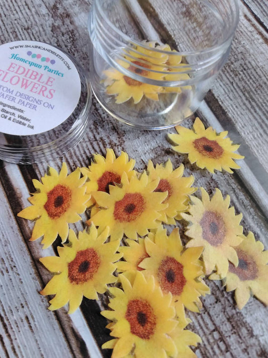 Mini Sunflowers Wafer Paper Edible Cake Decorations