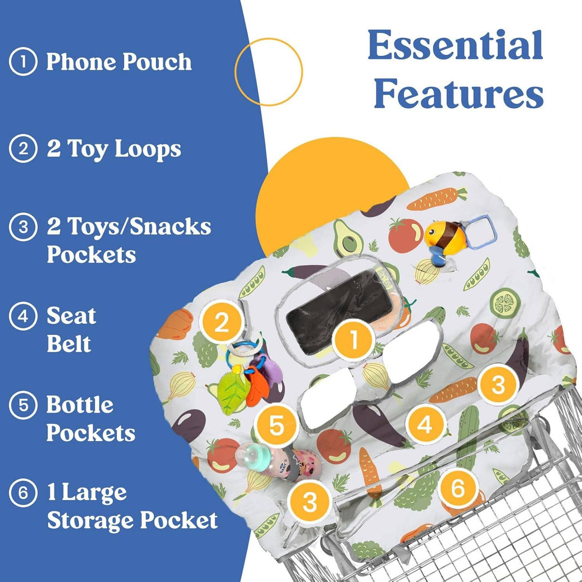 Pillani Shopping Cart Cover for Baby 2-in-1 High Chair Cover