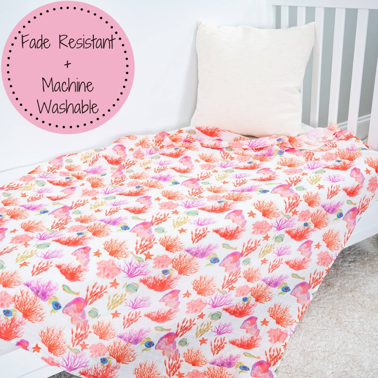 Under The Sea Beautiful Coral Baby Muslin Swaddle Blanket