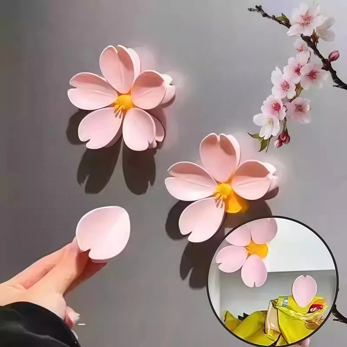 Cherry Blossom Magnetic Bag Clips (5 Removable Petals)