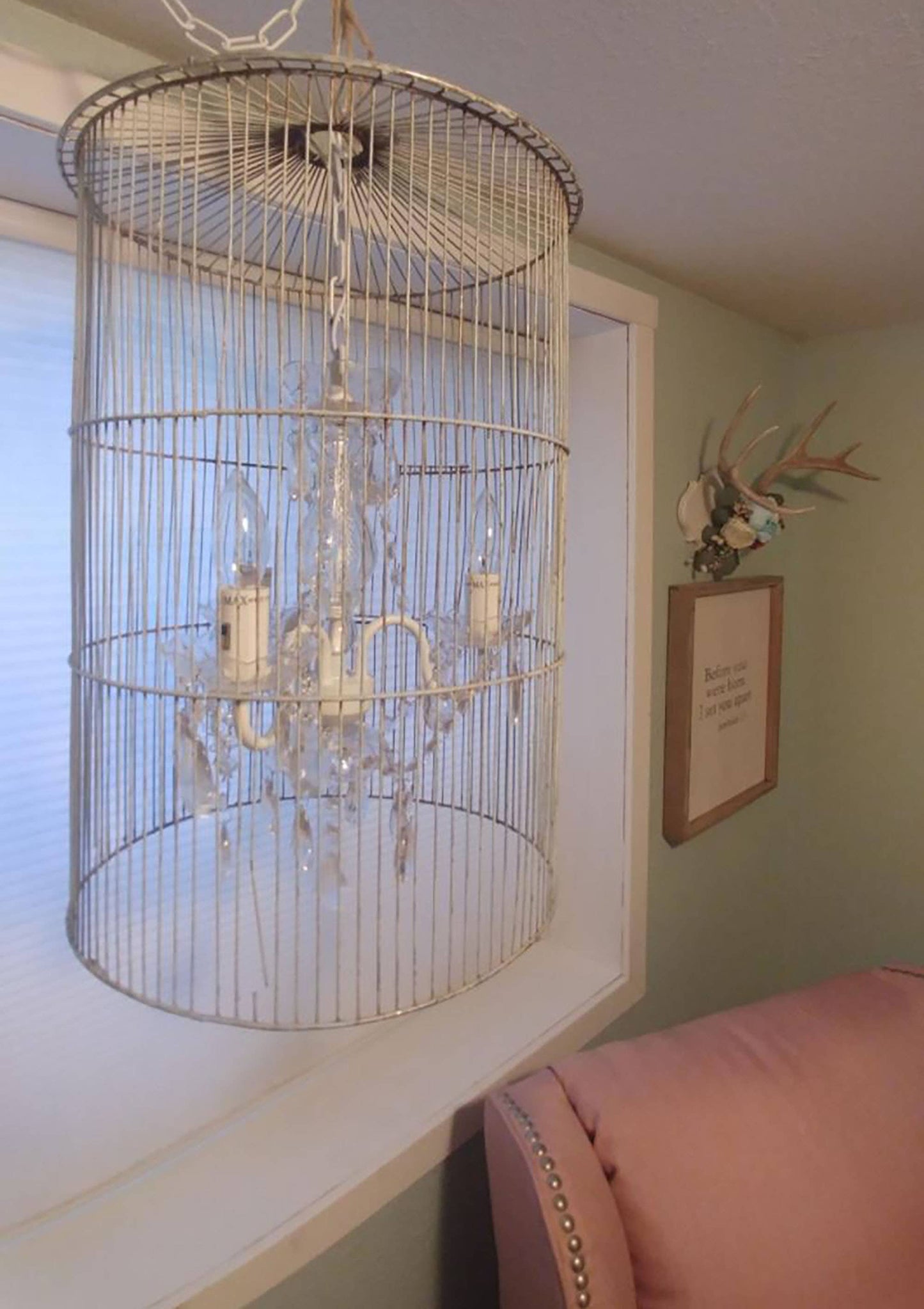 3 Light Crystal White Plug-in Chandelier