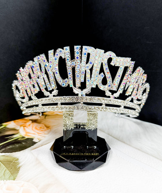 Merry Christmas Crown, Silver Crown, Christmas Tree Decor