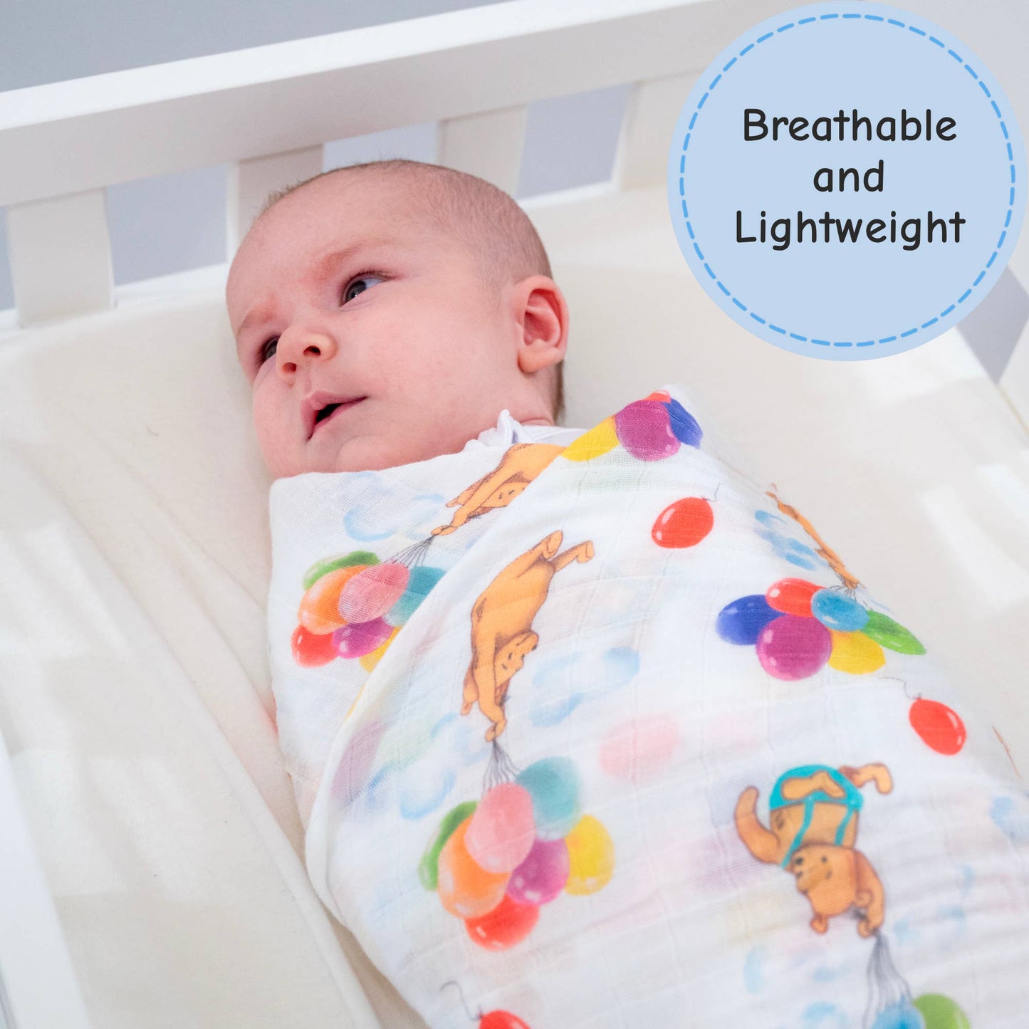 Baby Muslin Swaddle Blanket 47x47 Up, Up & Bear!