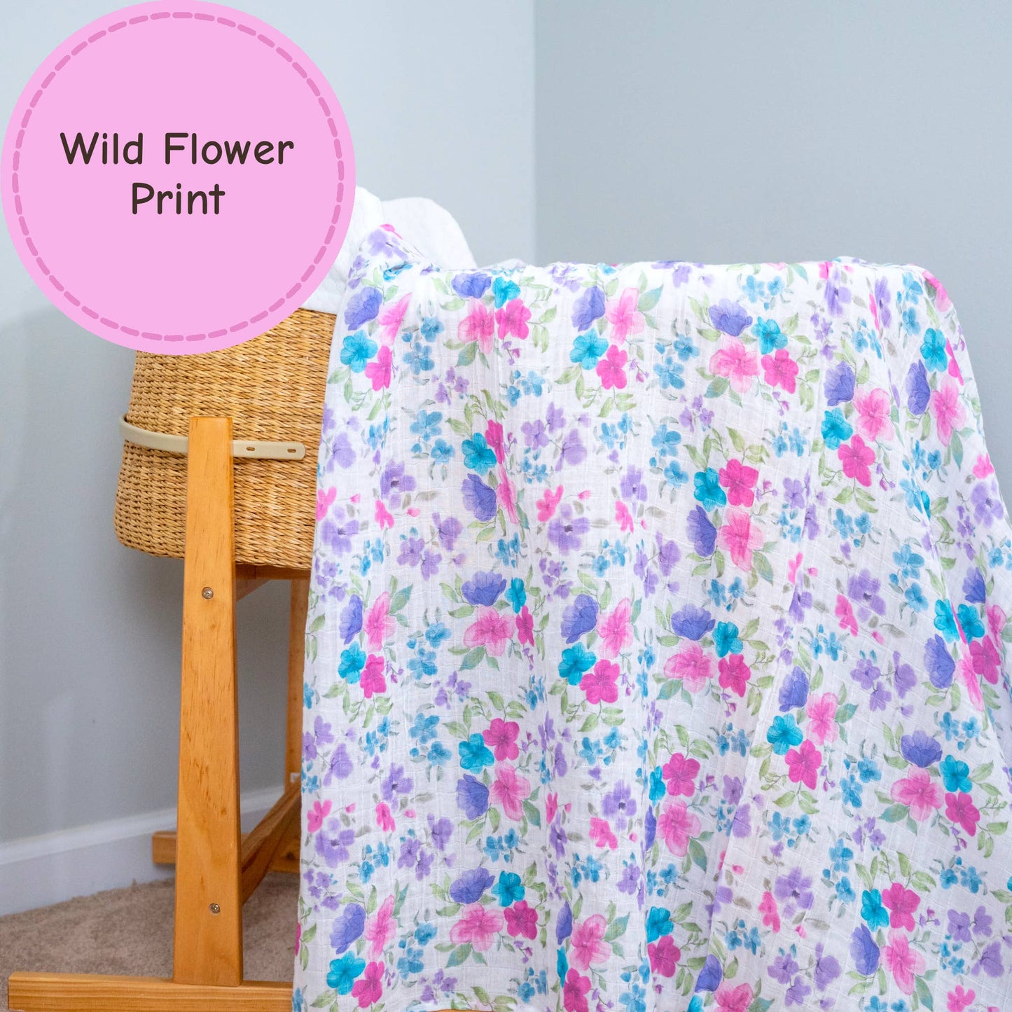 Baby Muslin Swaddle Blanket 47x47 Field of Dreams