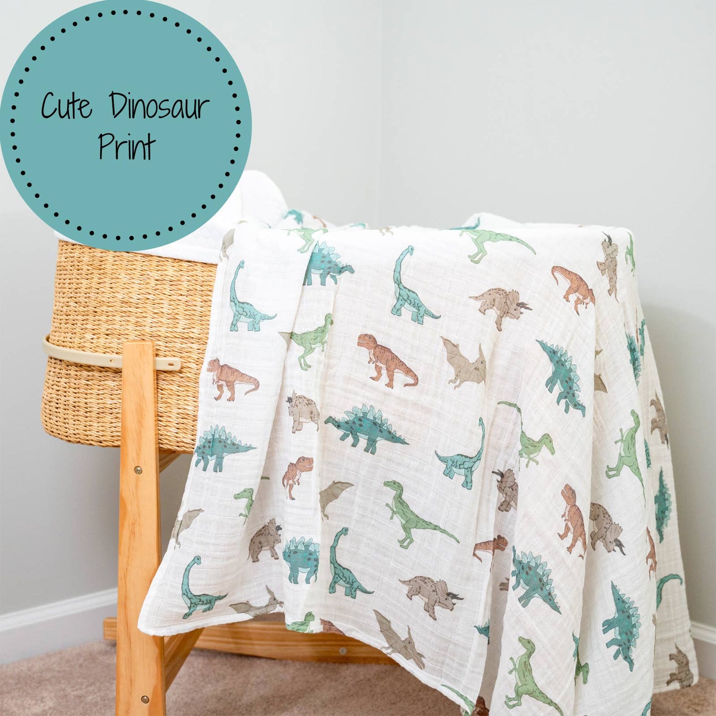 Baby Muslin Swaddle Blanket 47x47 Dinosaur