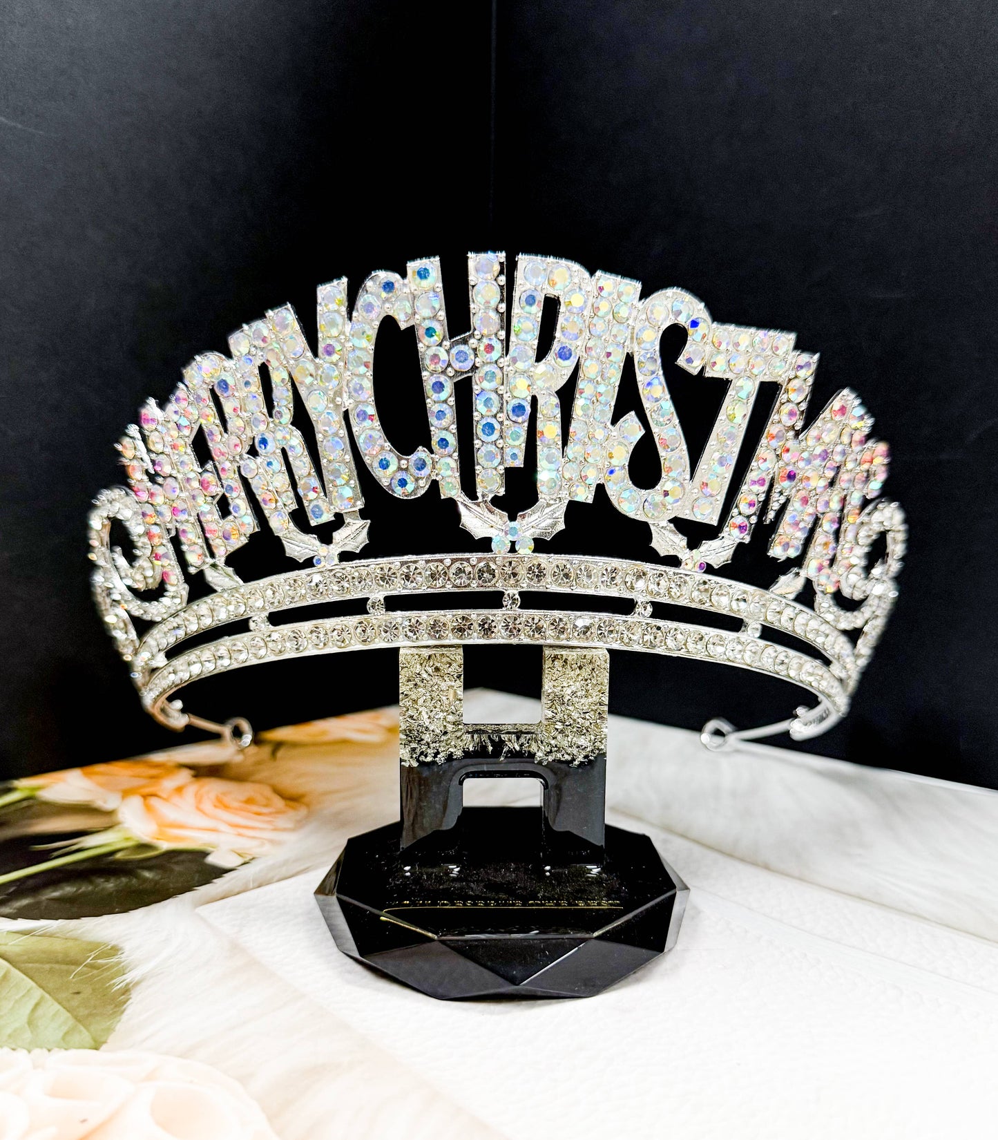 Merry Christmas Crown, Silver Crown, Christmas Tree Decor