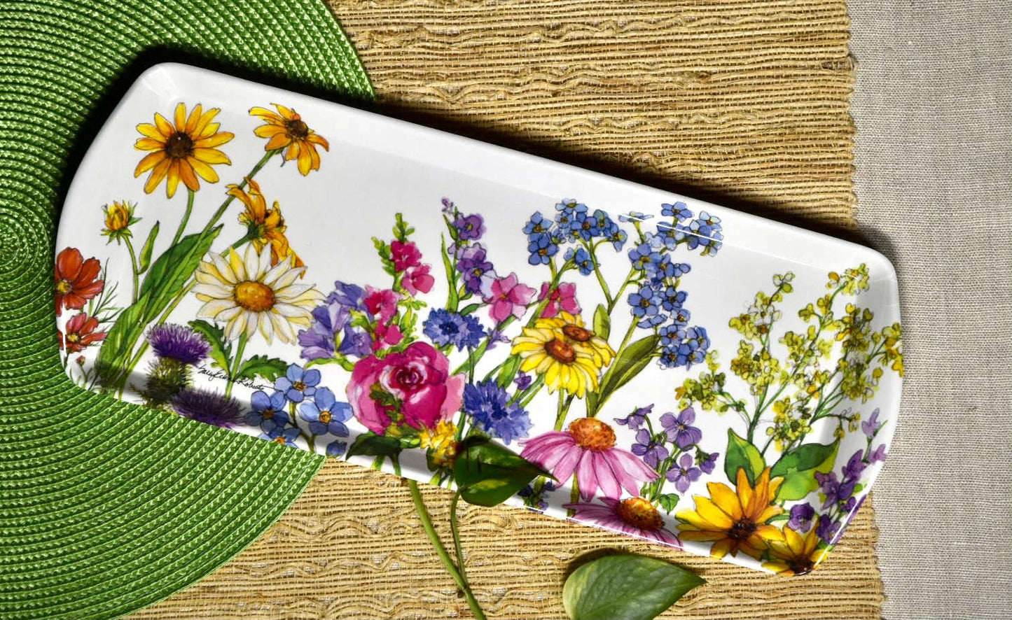 Wildflower Floral Garden Bread/Appetizer Loaf Tray