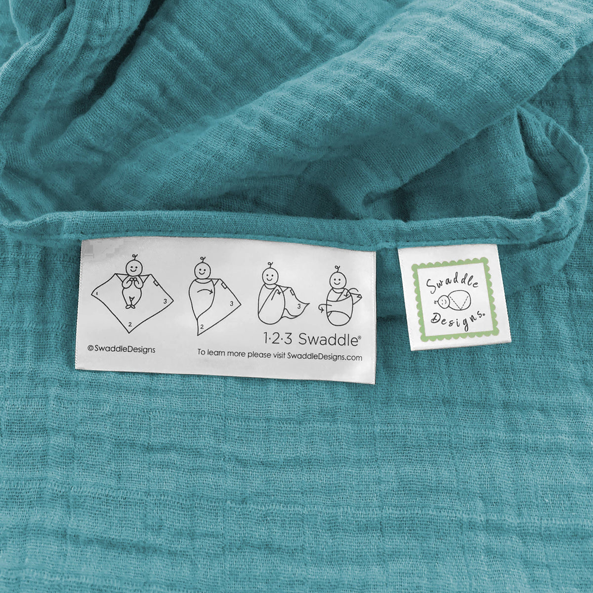 Teal Muslin Swaddle Blanket, Premium Cotton