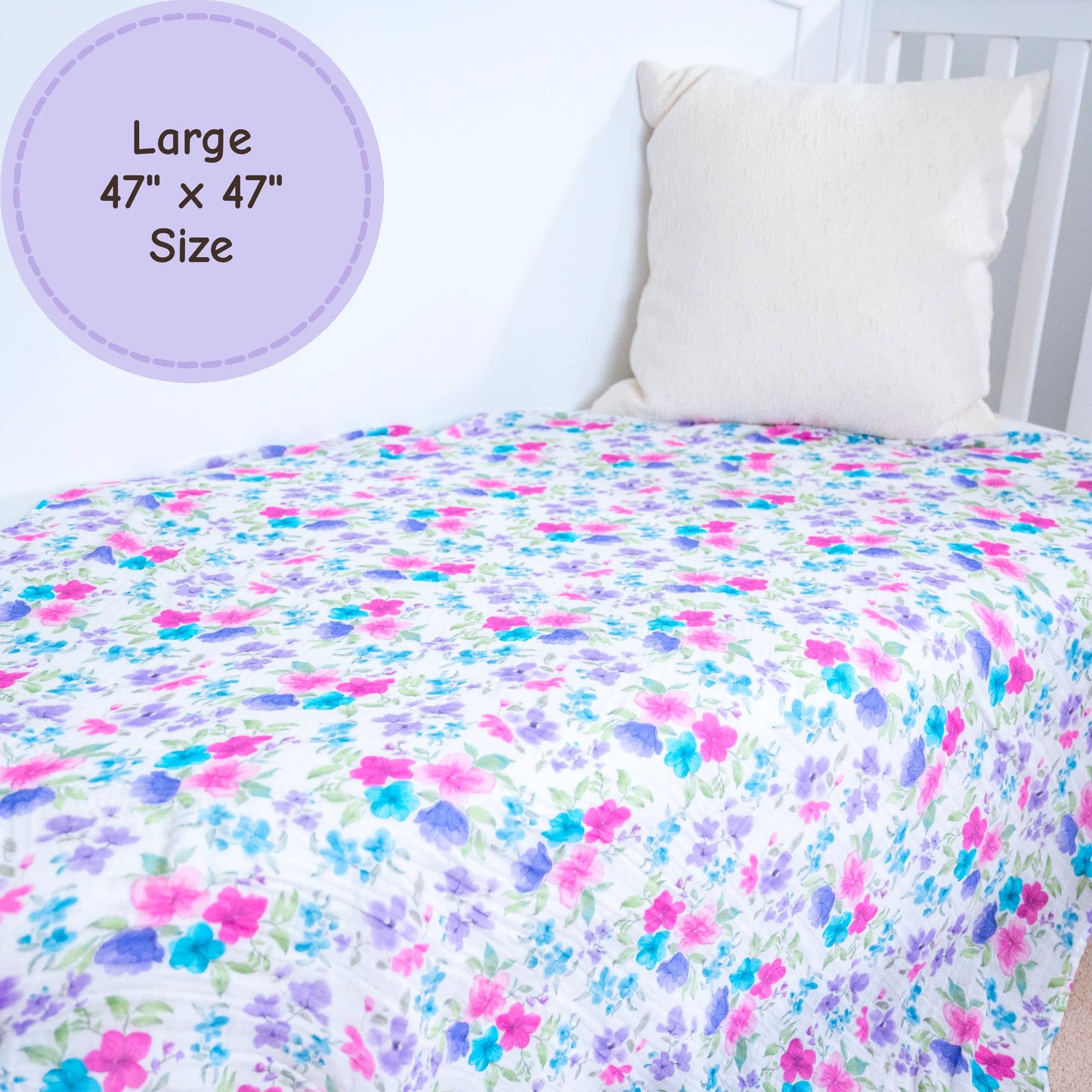 Baby Muslin Swaddle Blanket 47x47 Field of Dreams