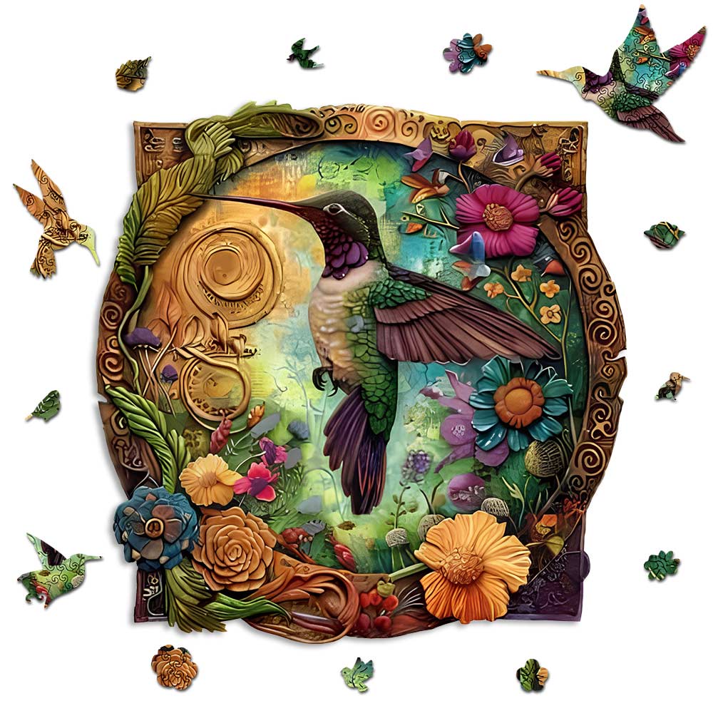 Vibrant Blossom Hummingbird - Jigsaw Puzzle